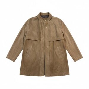 Womens Brown Textured Suede Belted Trench‎ Coat Classic Casual Outerwear